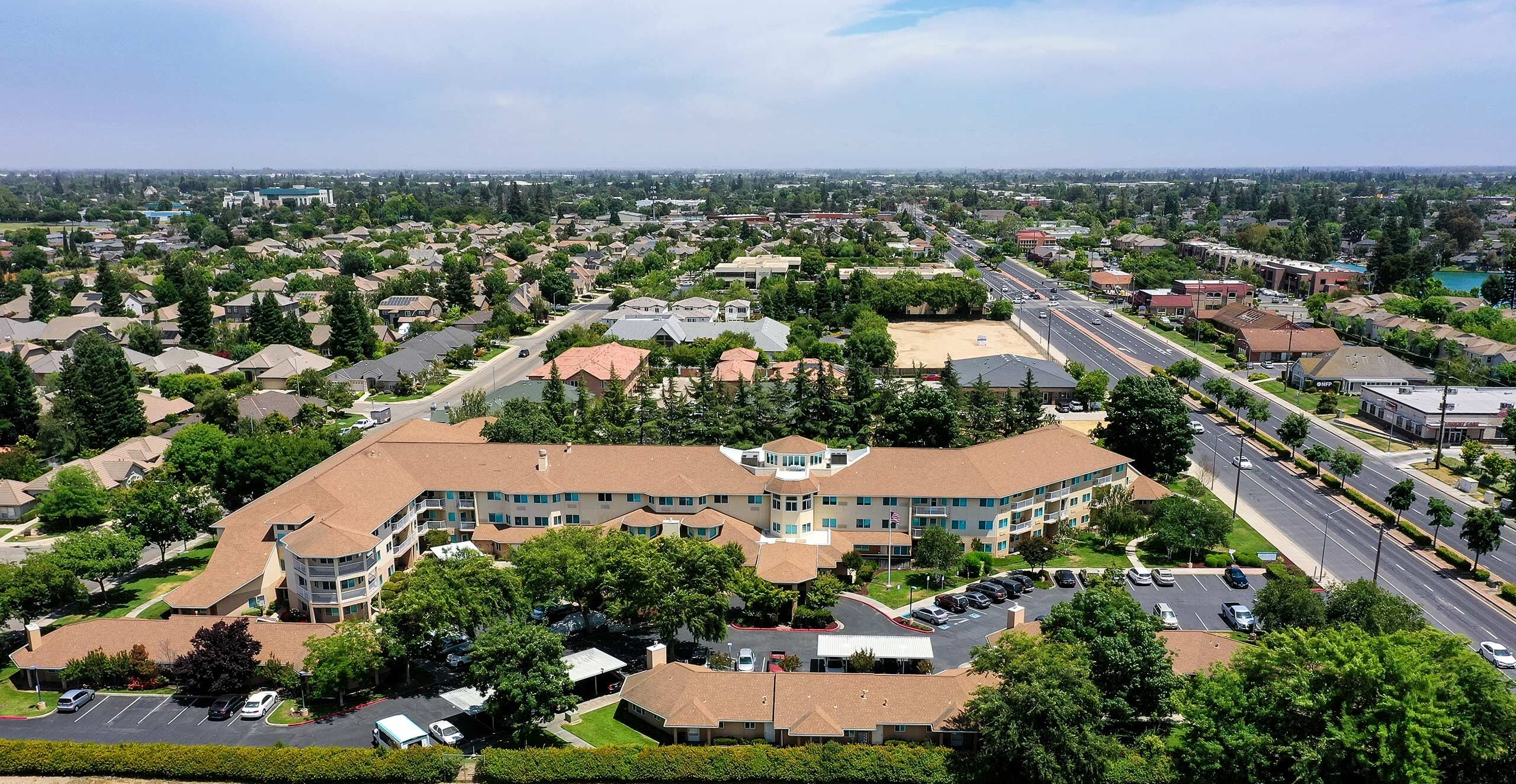 Aerial view of the Solstice Senior Living facility in Lodi