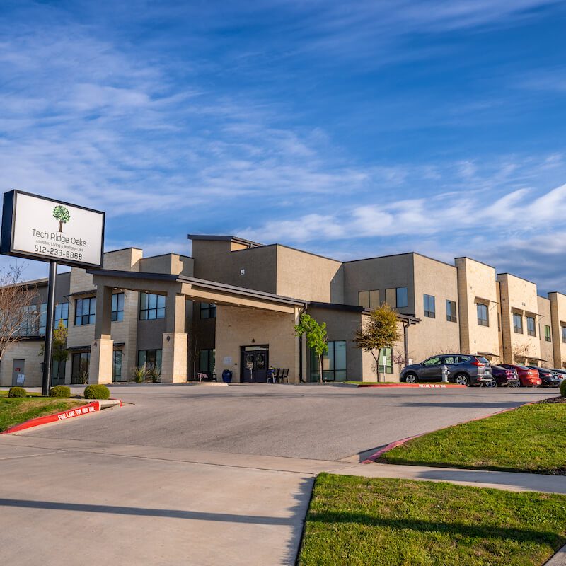 Exterior view of Tech Ridge Oaks assisted living facility.