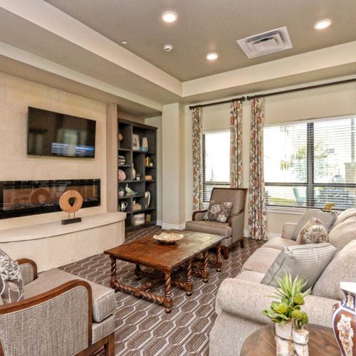 Comfortable common area with seating and decor
