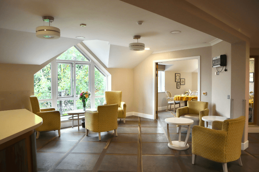 Bright and welcoming common area with seating.
