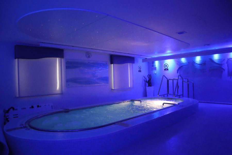 Hydrotherapy area with ambient lighting