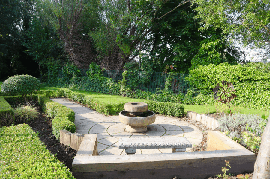 Beautiful garden area with stone features