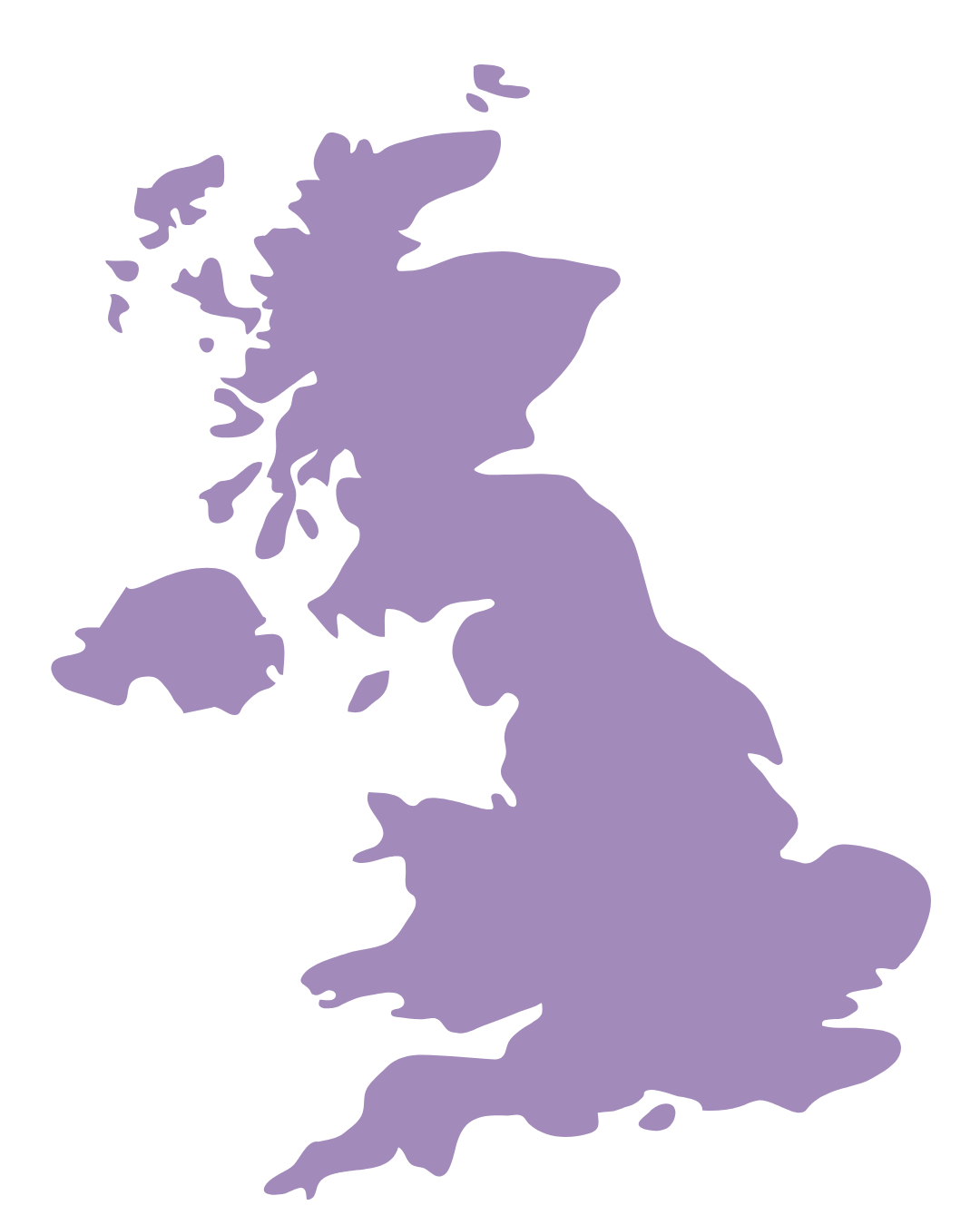 Outline map of Great Britain in purple.