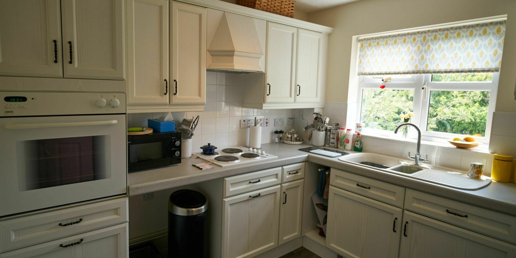 Clean kitchen space with natural light.