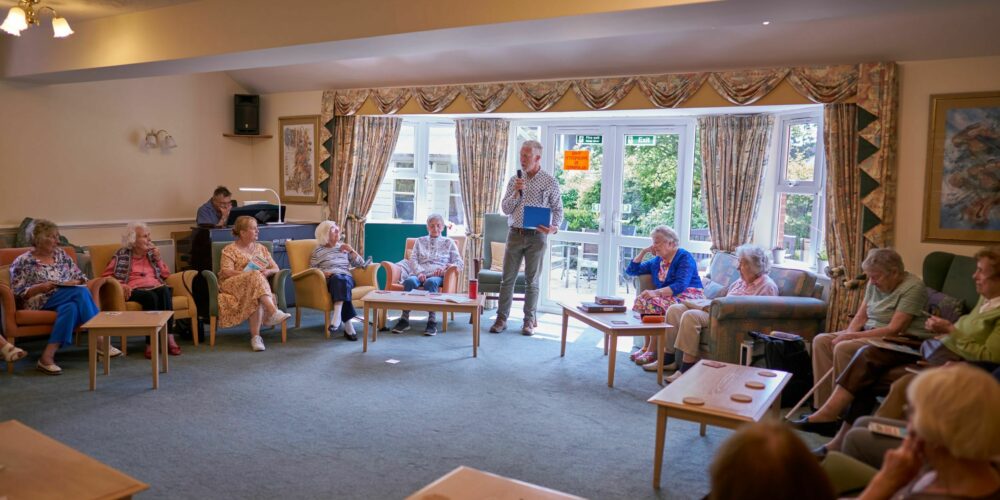 Residents engaged in a common area activity.