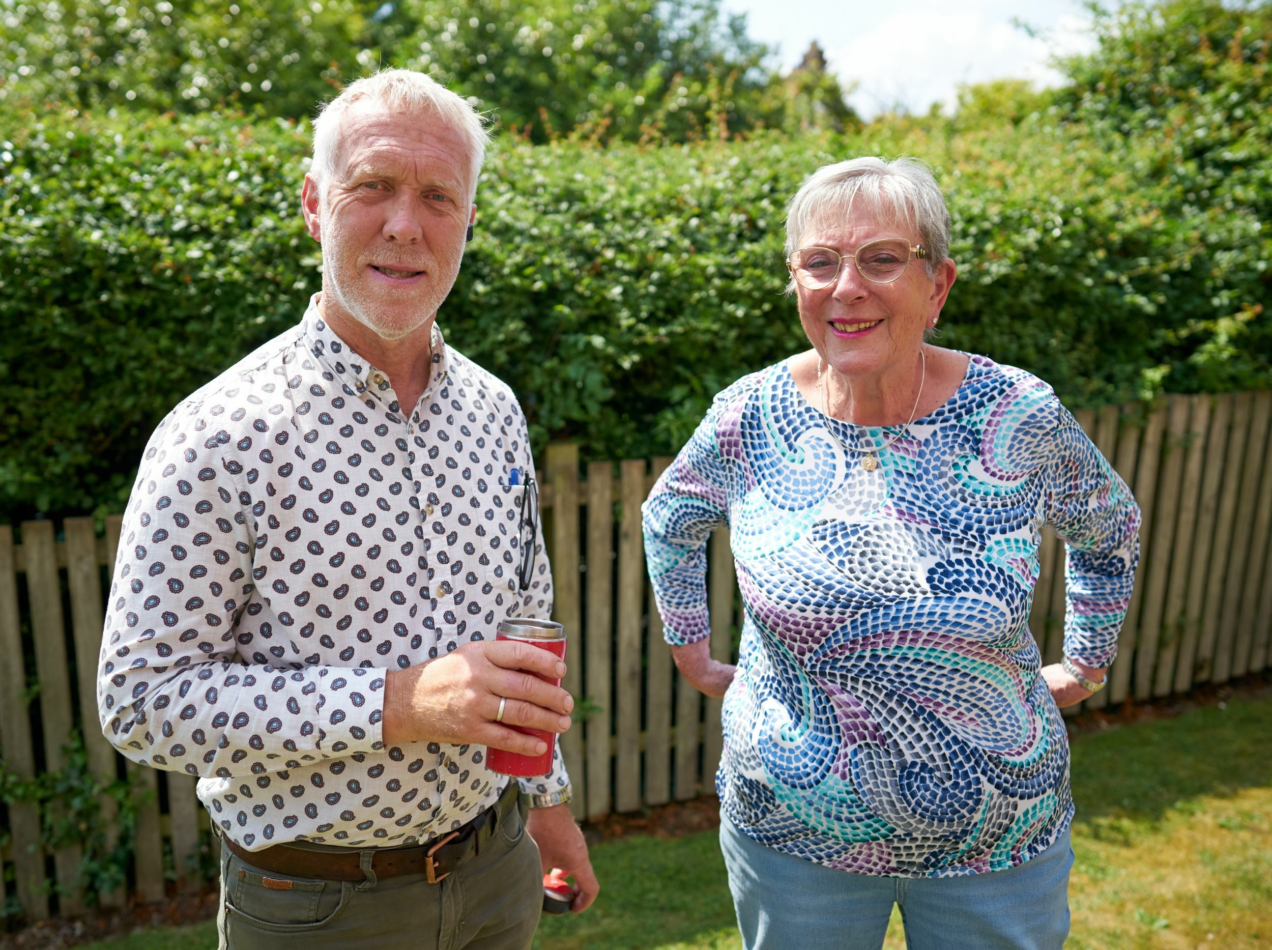 Two residents enjoying time outdoors together.