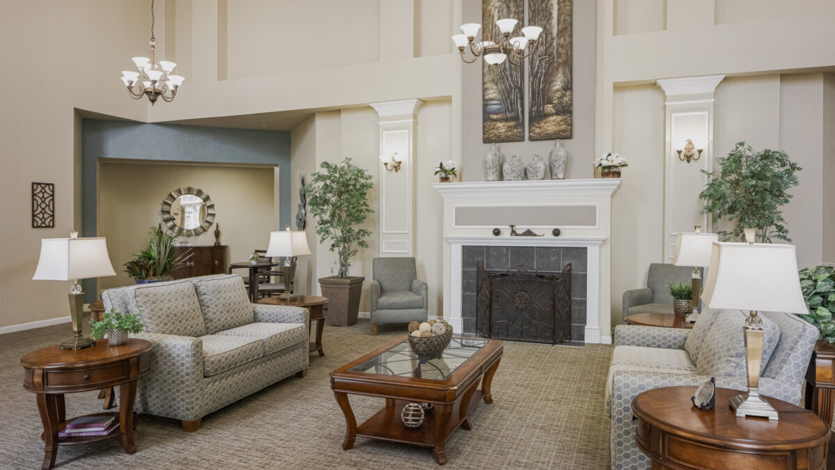 Bright common area with comfortable seating