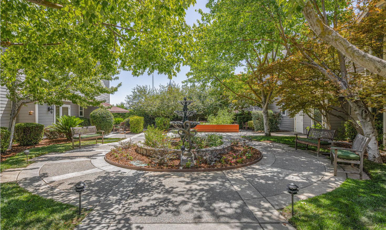 Beautiful outdoor garden area with seating