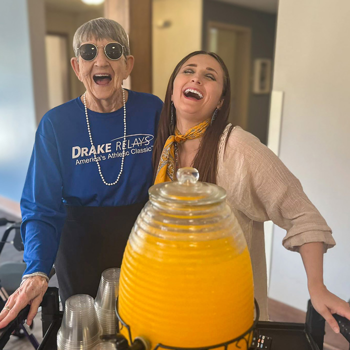 Residents and staff enjoying a vibrant activity