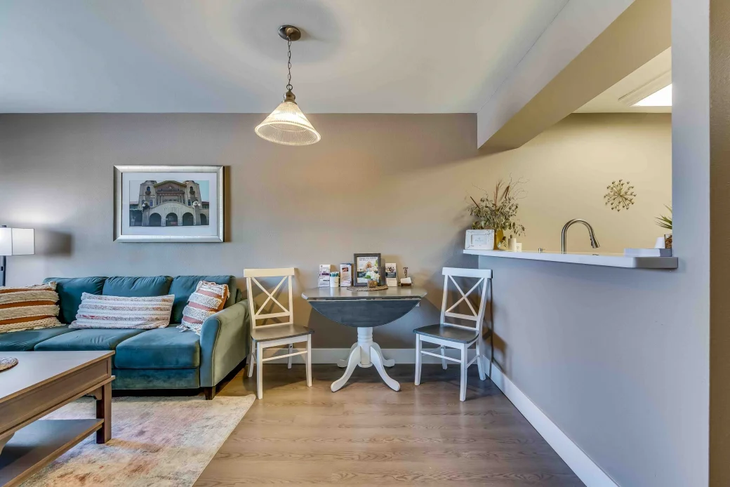 Cozy interior space with seating and decor