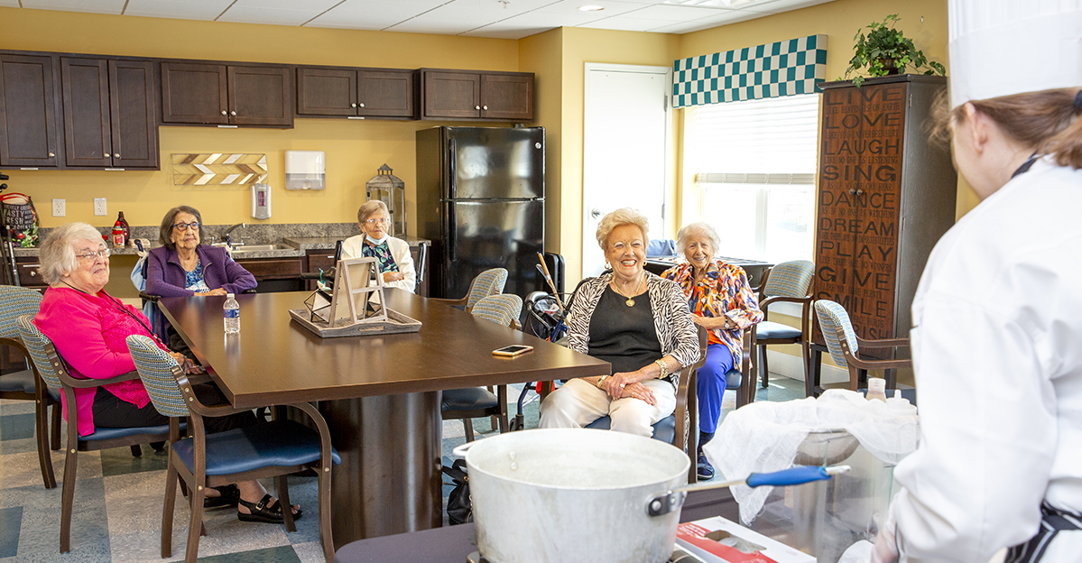 Residents enjoying an activity in a common area