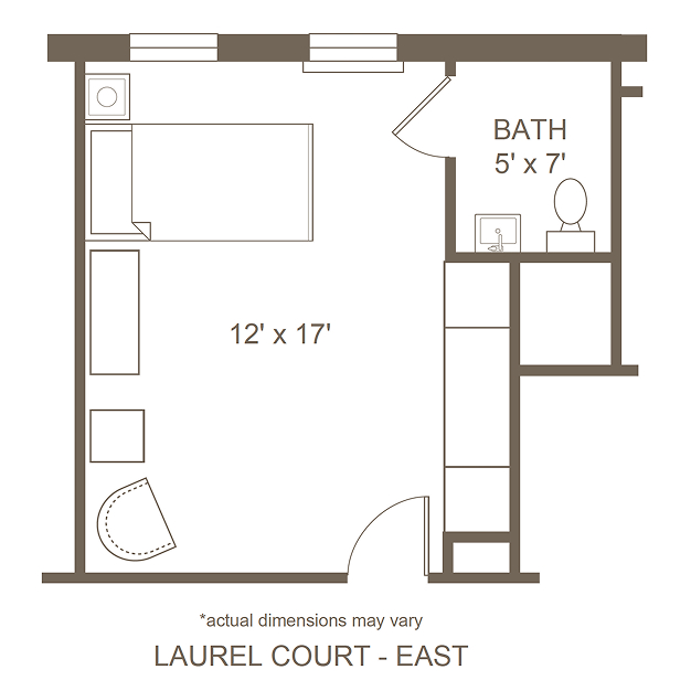 Architectural floor plan of a resident room