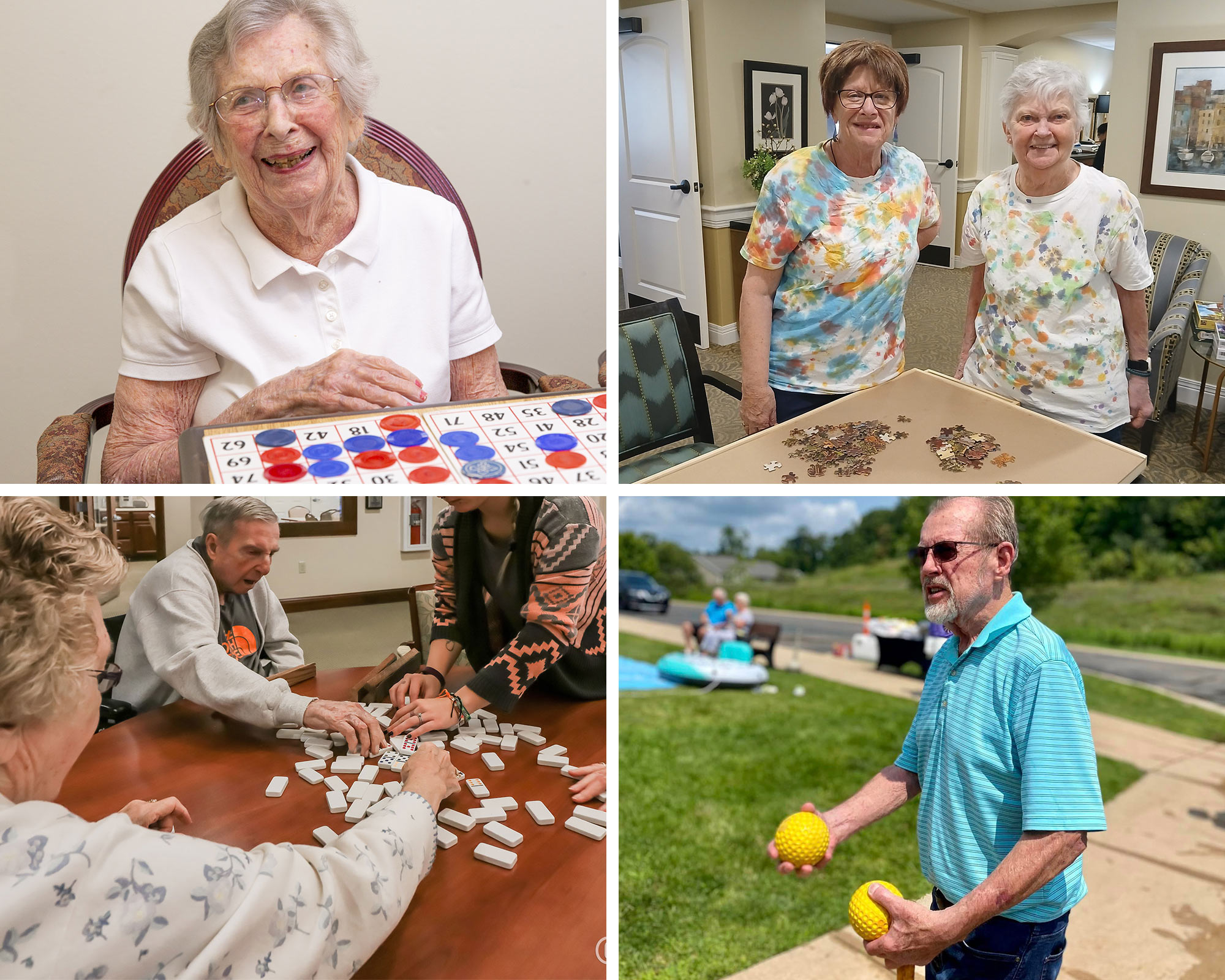 Residents engaging in activities in the common area