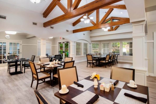 Dining area with tables and stylish decor