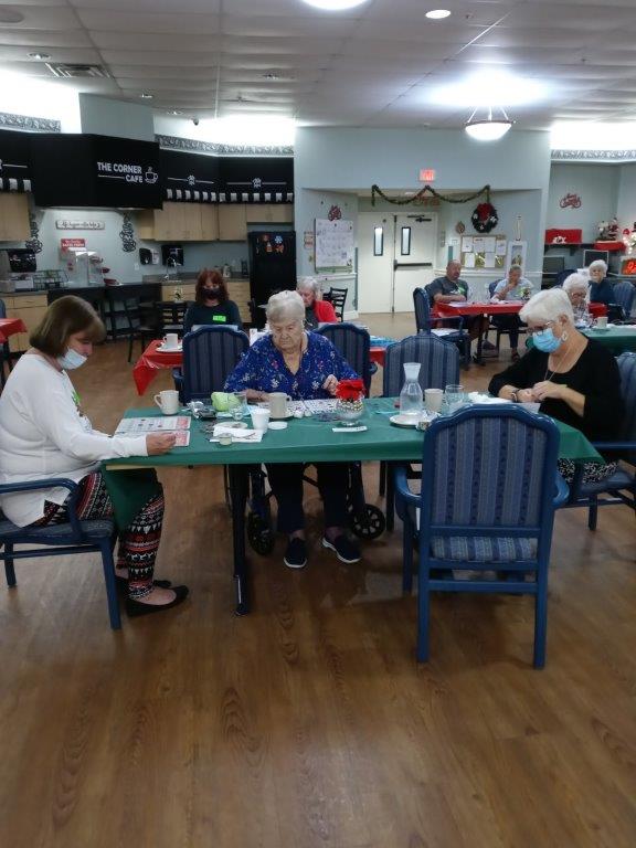 Residents participating in an arts and crafts activity