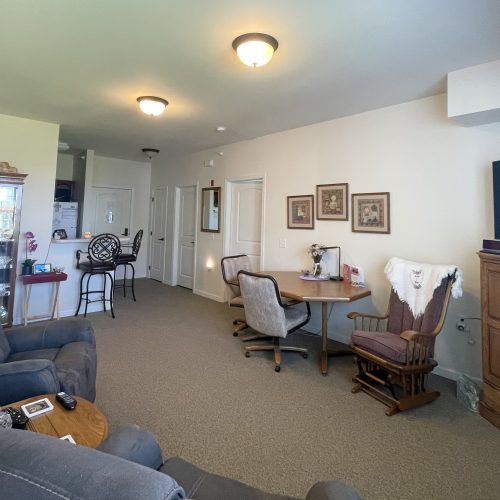 Interior view of a common area with furniture and decor