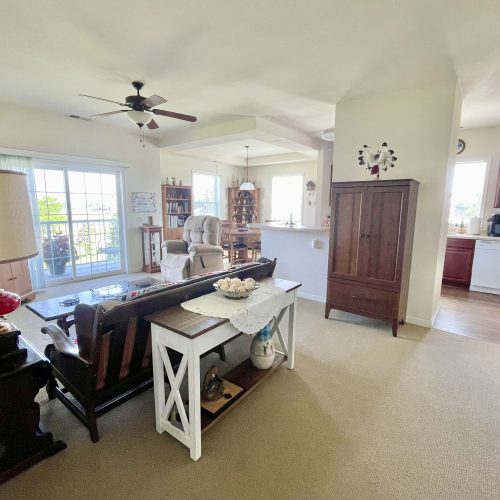 Bright interior common area with seating