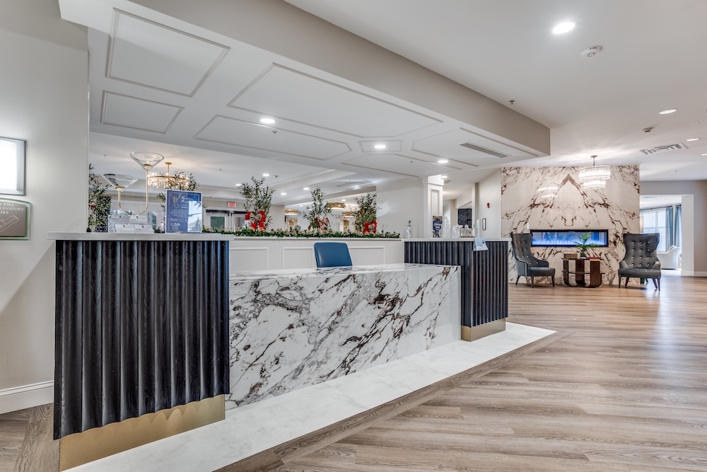 Modern reception area of a senior living facility