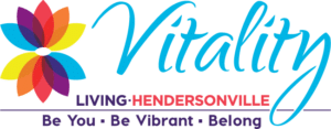 Vitality Living logo with colorful flower design