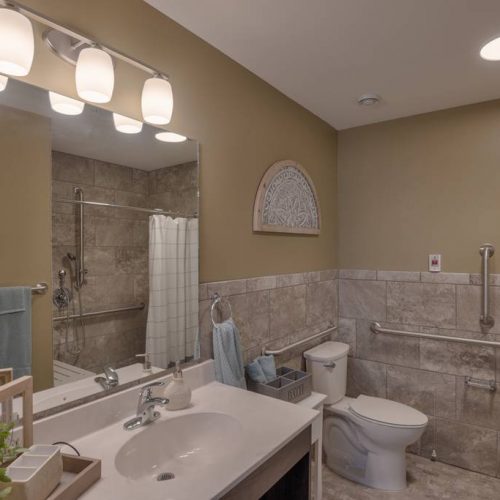 Clean and accessible bathroom in a senior living facility