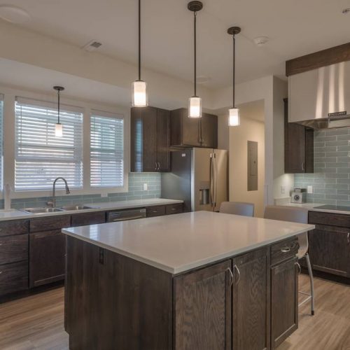 Modern kitchen interior in a senior living facility