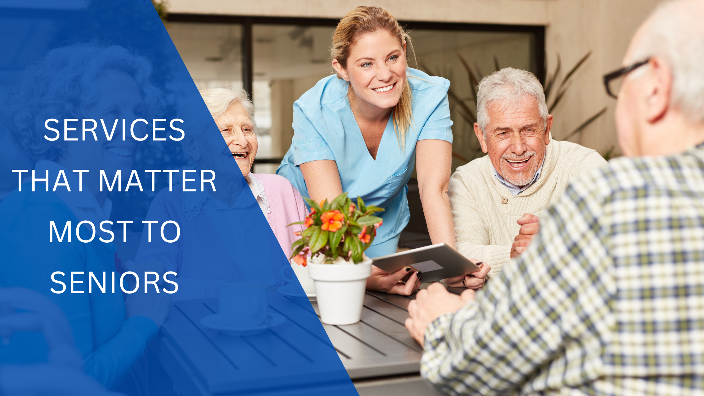Engaging interaction between staff and residents outdoors.