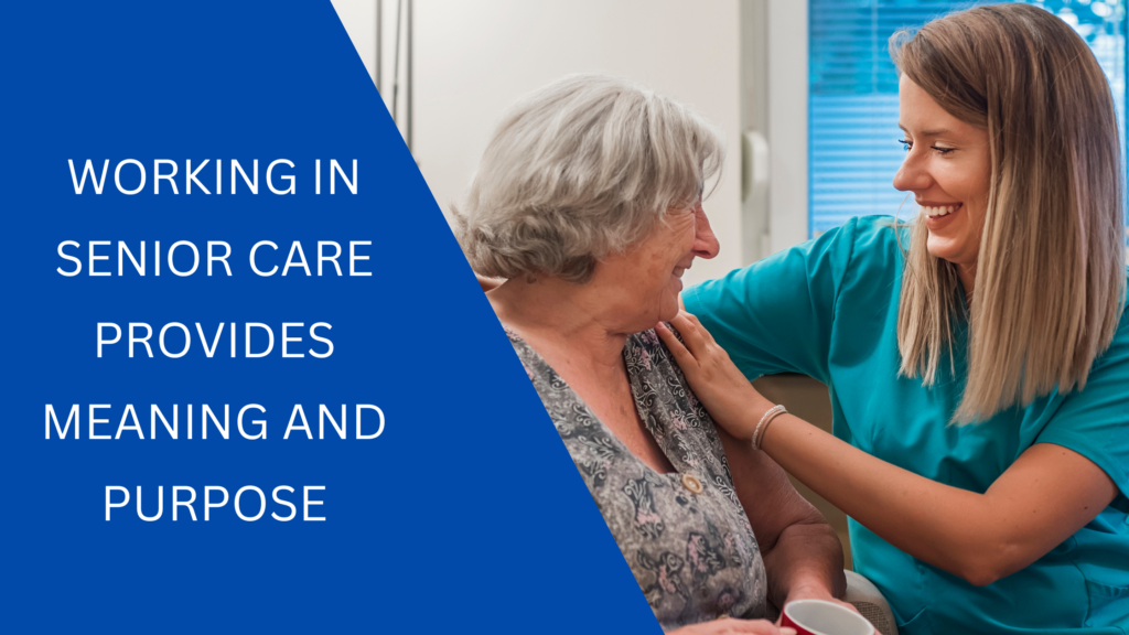 Caregiver interacting with senior resident.
