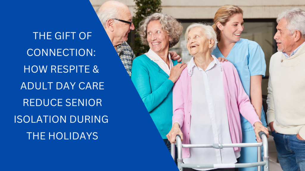 Residents and staff celebrating together during the holidays.