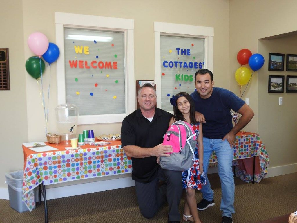 Celebration with staff and residents in common area