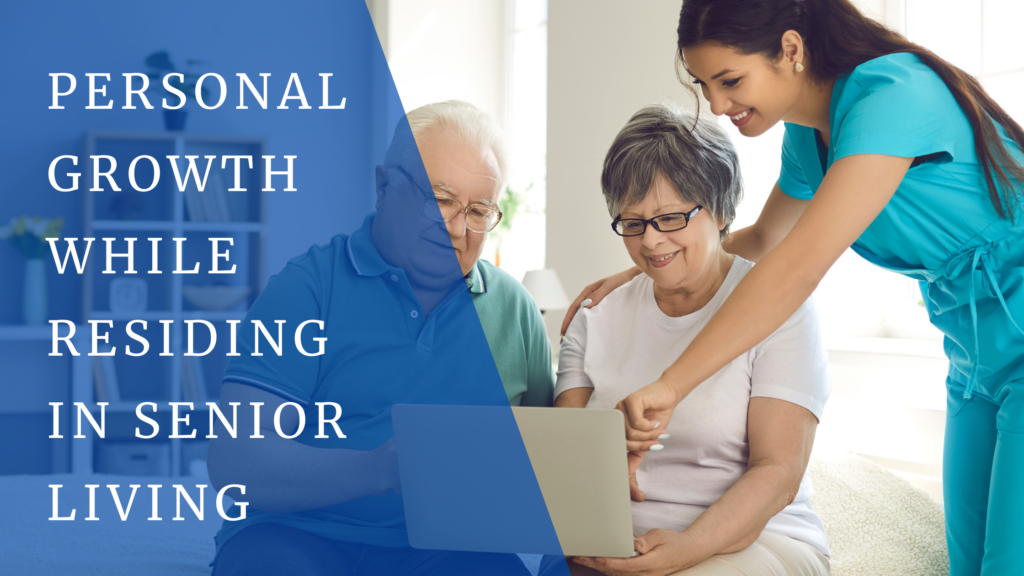 Two seniors engaged with a caregiver at home