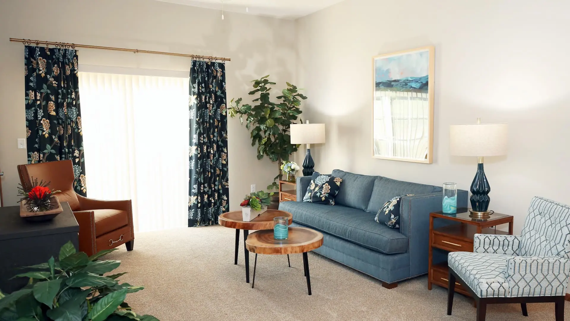 Bright and welcoming living room in the facility
