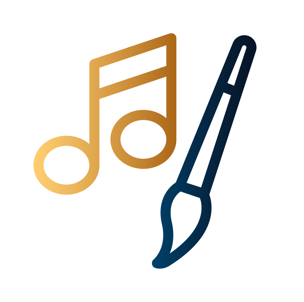 Graphic icon representing music and art
