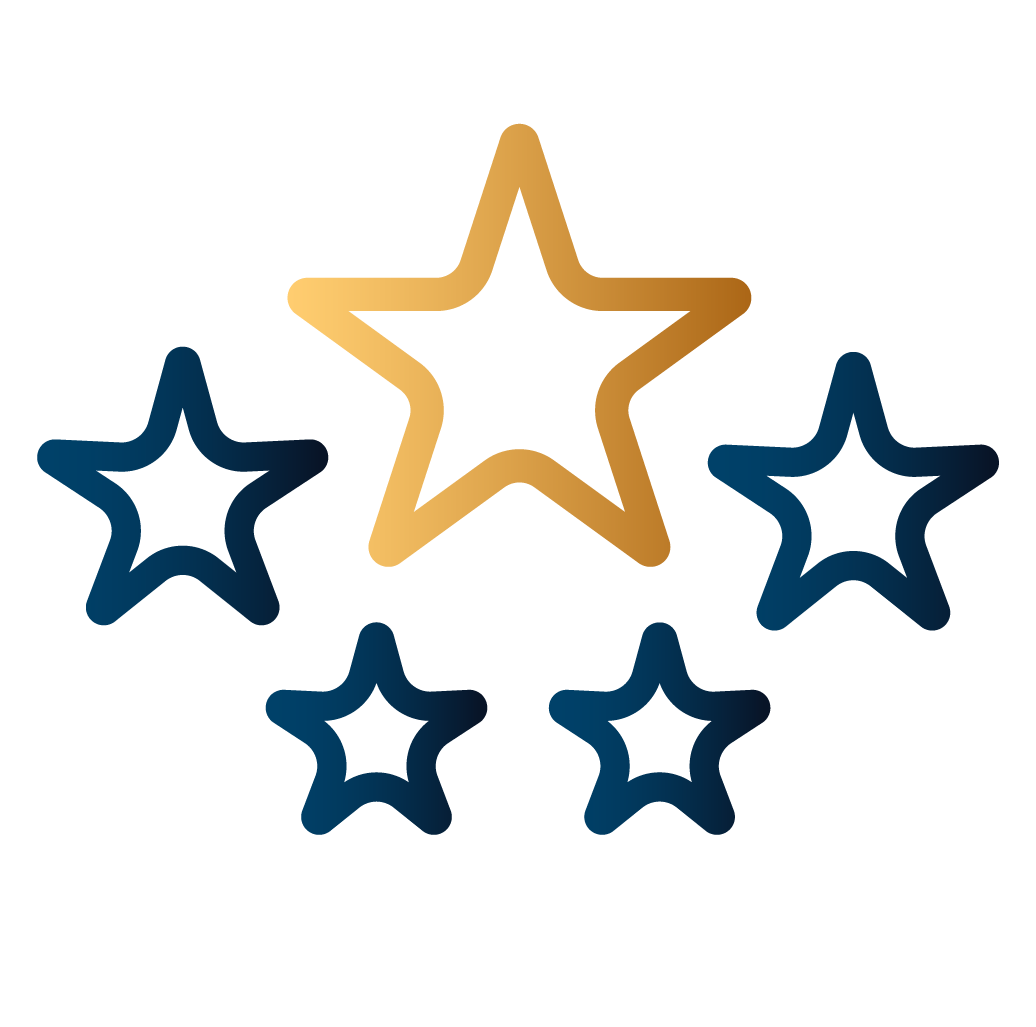 Logo with five stars in varying sizes