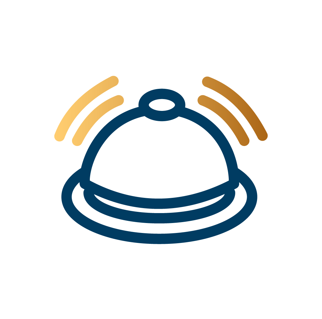 An illustration of a serving cloche with sound waves
