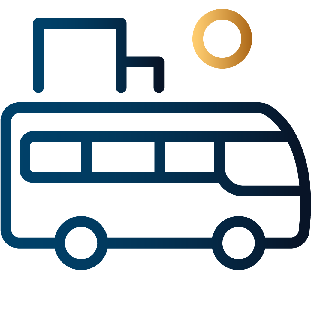 Icon of a facility transport vehicle under the sun