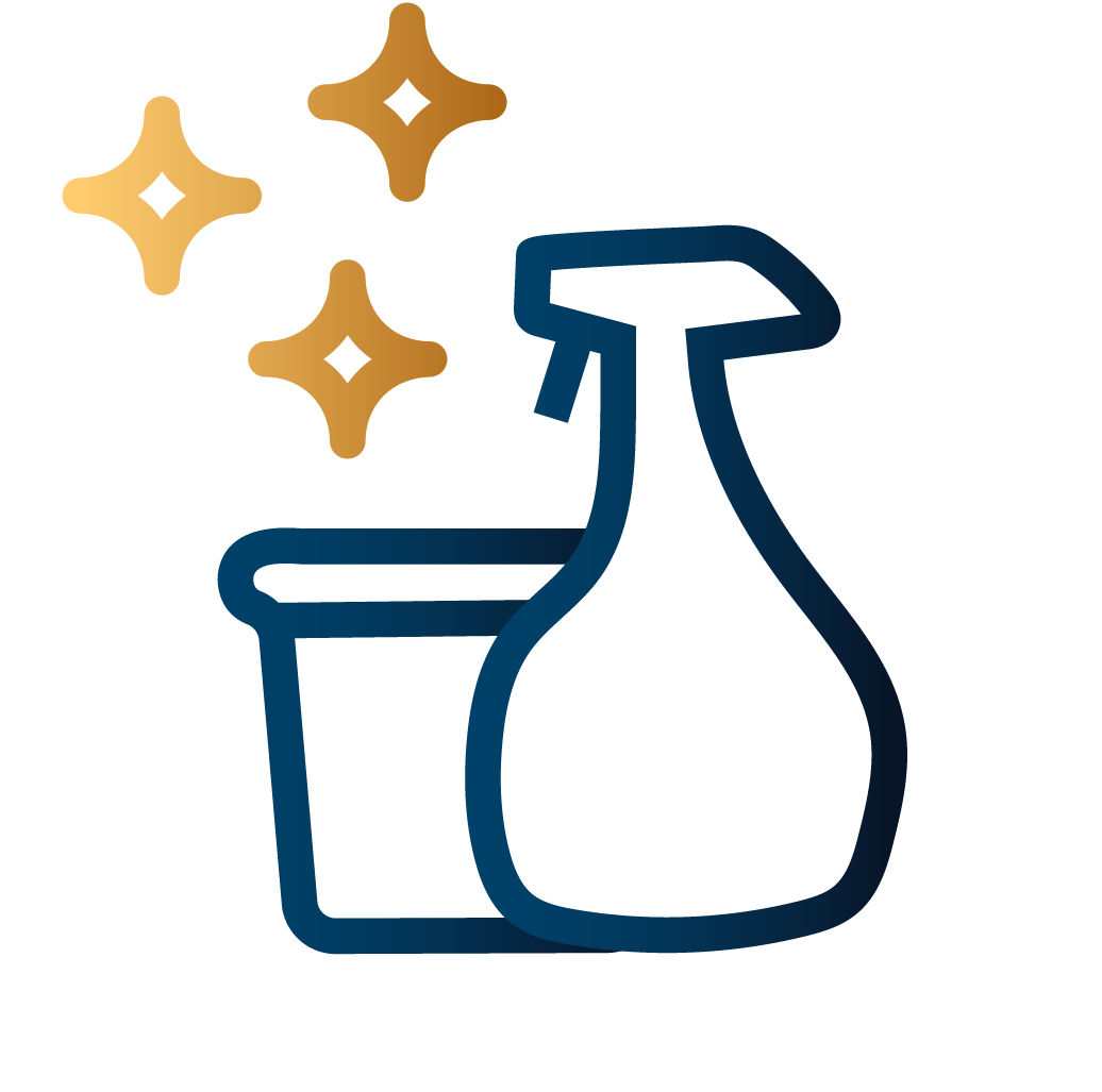 Cleaning supplies icon with sparkles