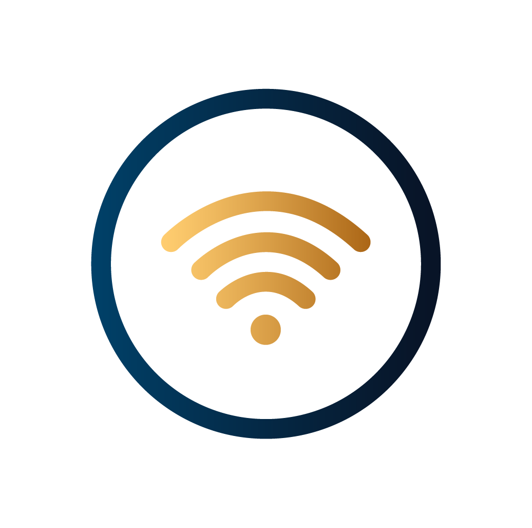 A graphic representation of a Wi-Fi symbol
