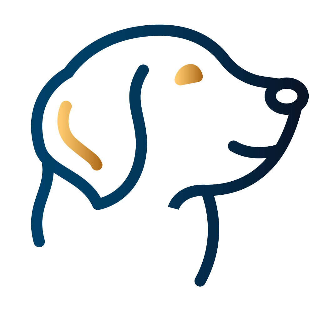 Logo of a dog in a simple line design
