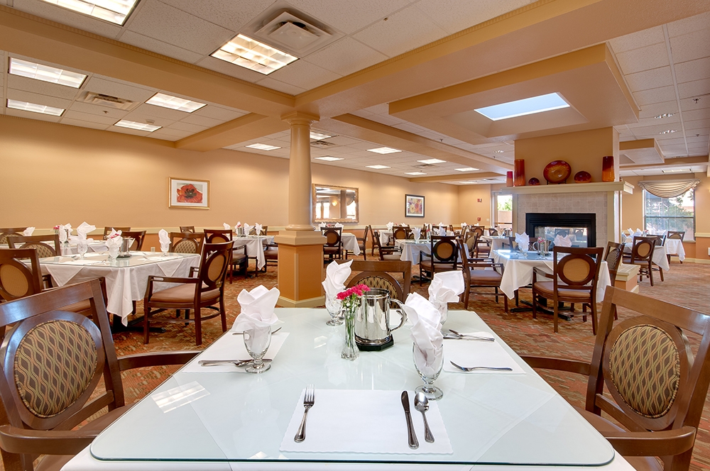 Dining room set with elegant table settings
