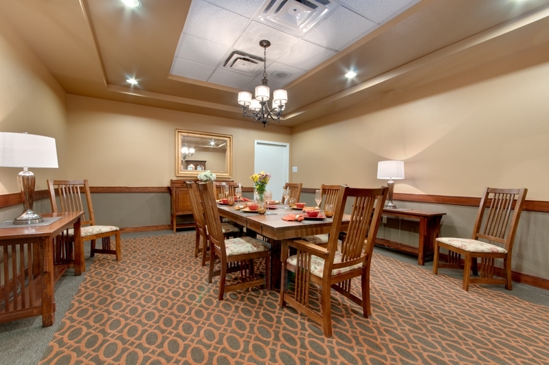 Interior dining room with wooden tables and chairs