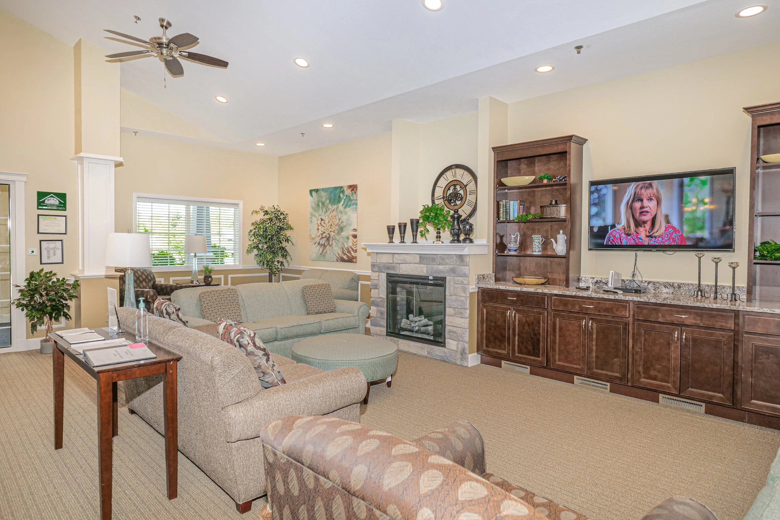 Cozy common area with seating and a television