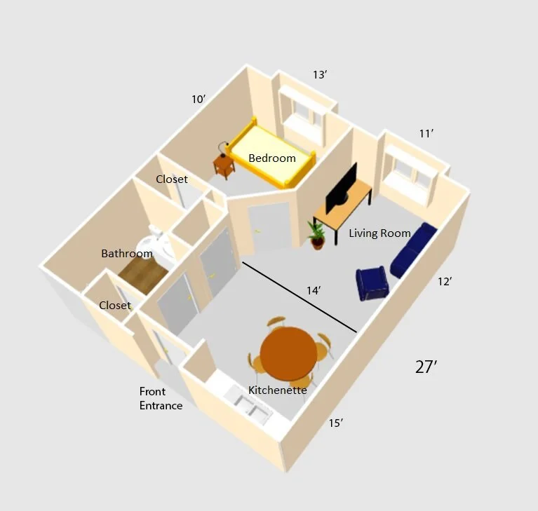 Architectural floor plan of a living space.
