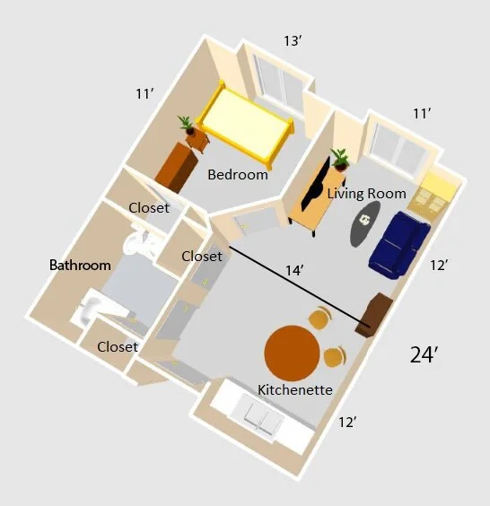 Architectural floor plan of a living space