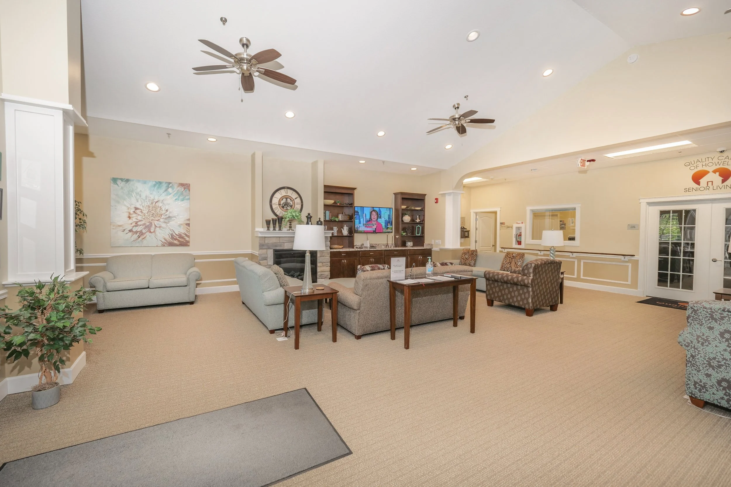 Common area with comfortable seating and TV.