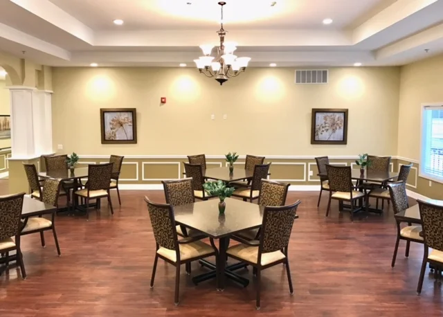 Dining area with tables and chairs