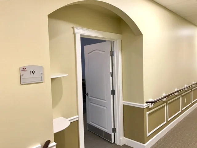 Interior hallway with a door marked 19