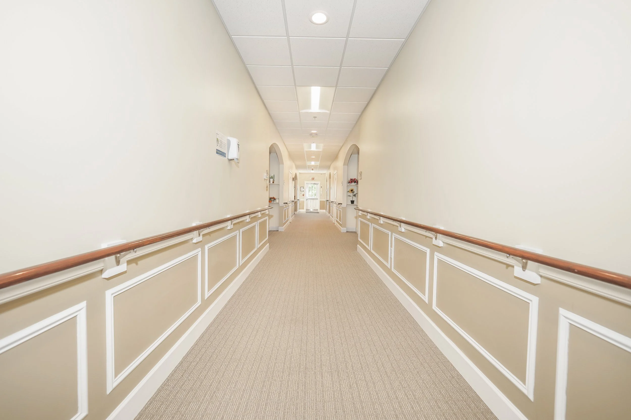Long hallway in a care facility