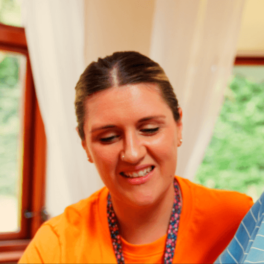 Staff member engaging with a resident