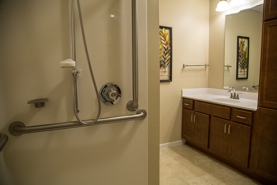 Accessible bathroom in an assisted living facility