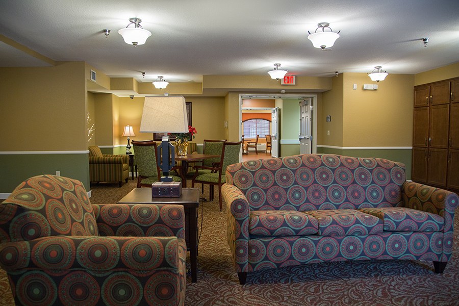 Common area with sofas and tables in the facility